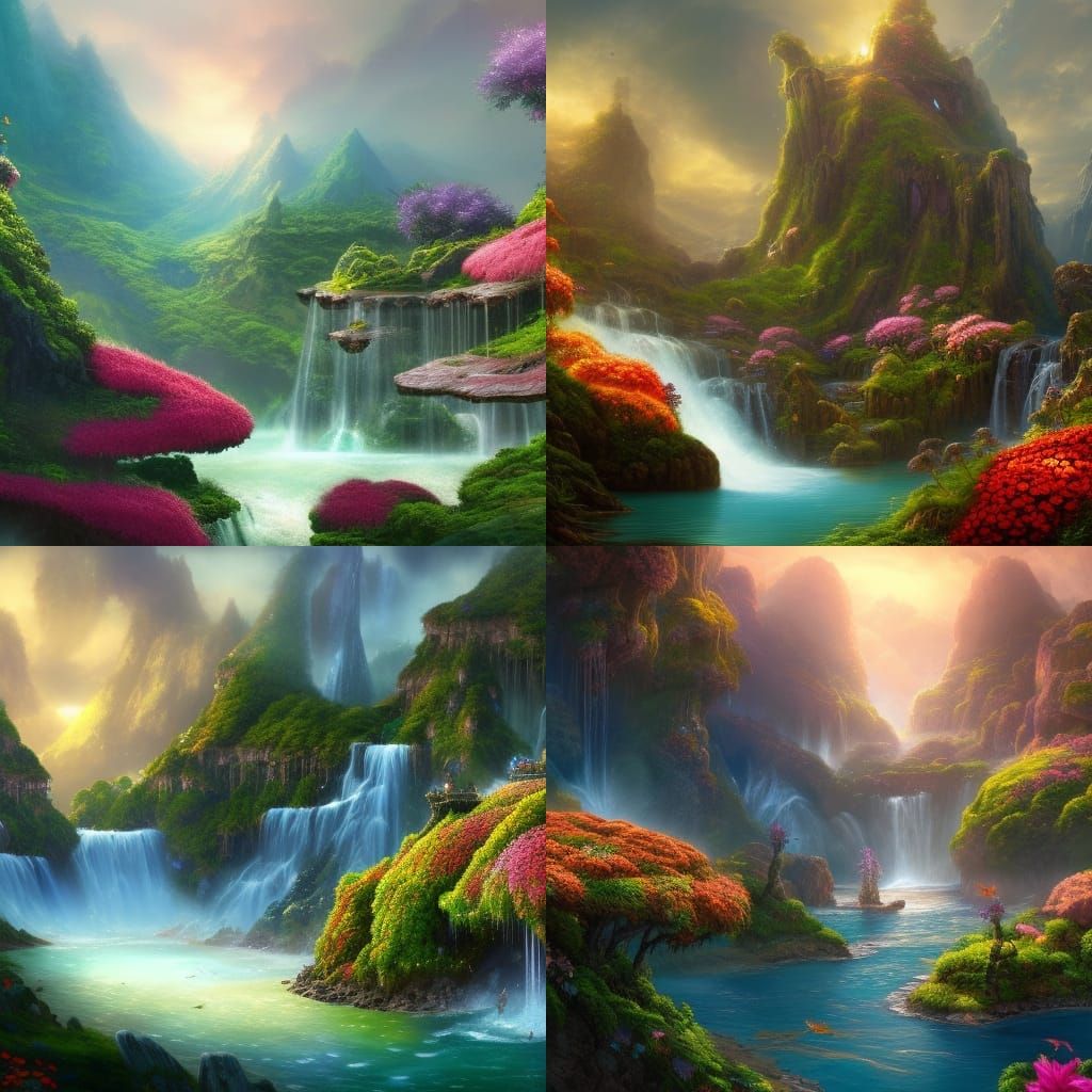 Floating Flower Islands: Fantasy Concept Art