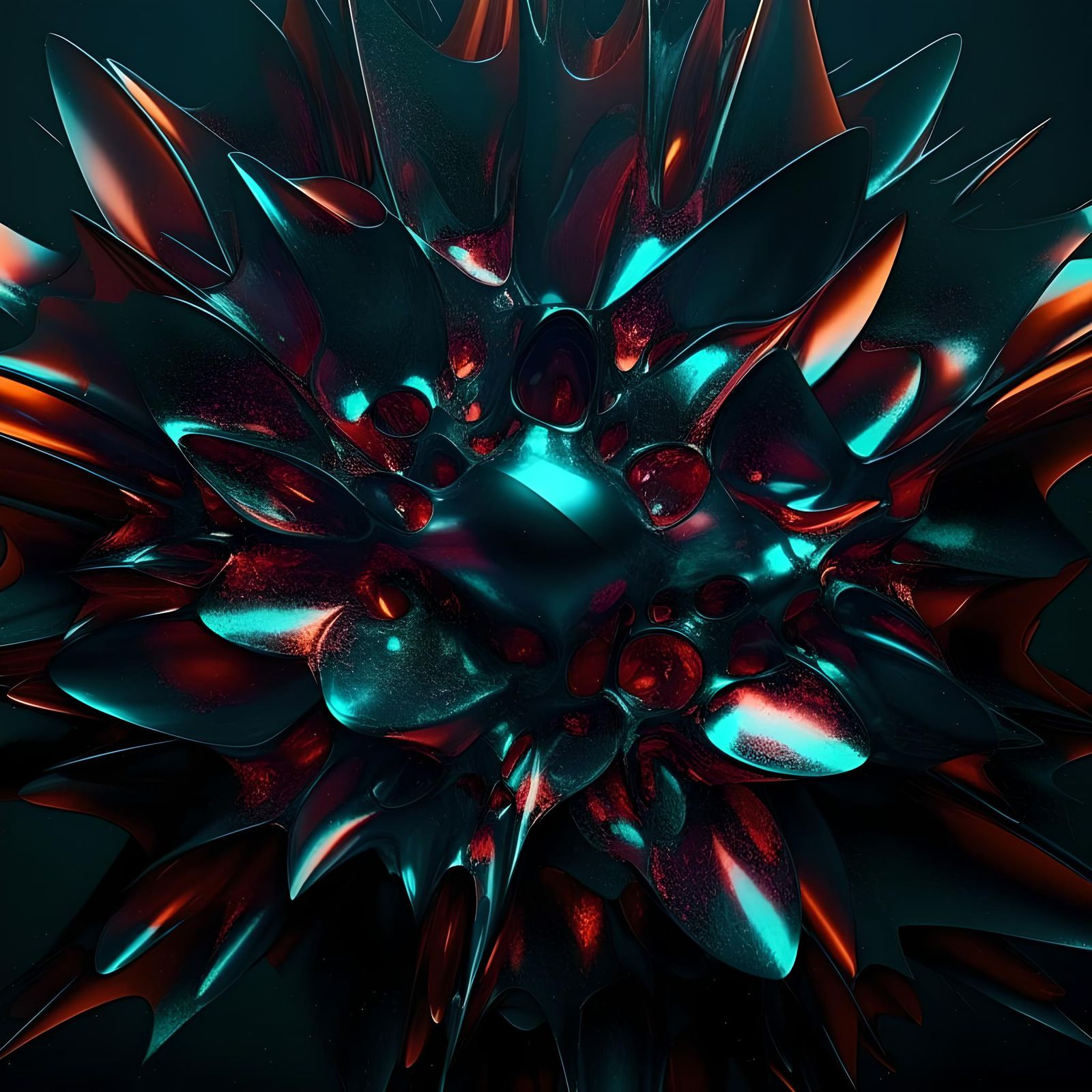 Epic Action Scene with Fluorescent Geometric Details