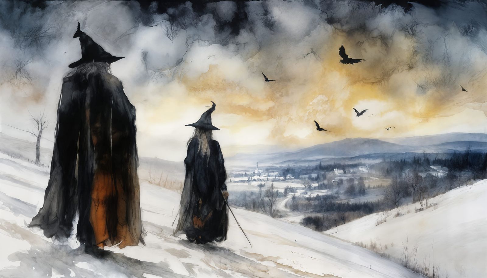 Ghostly Witches and Hermit on Bleak Hilltop