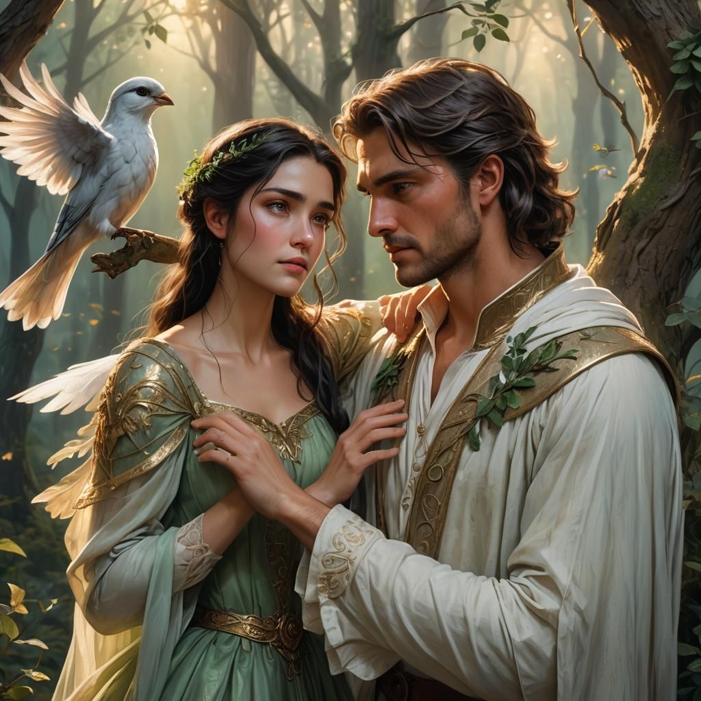 Enchanted Forest Couple in High-Fantasy Style