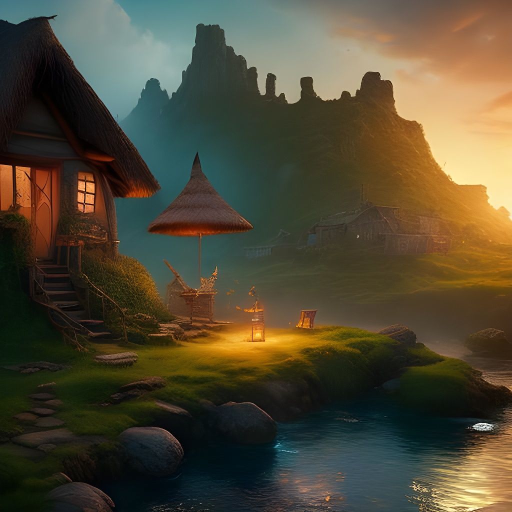 Gnome Artificer in Neolithic Village as 3D Digital Art