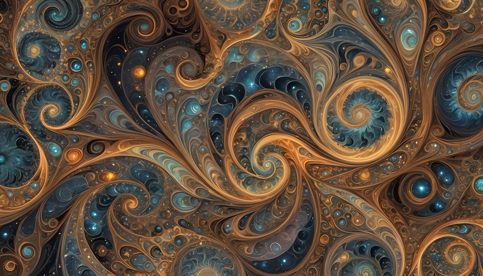 Iridescent Fibonacci Starwhirls in Abstract Expressionism
