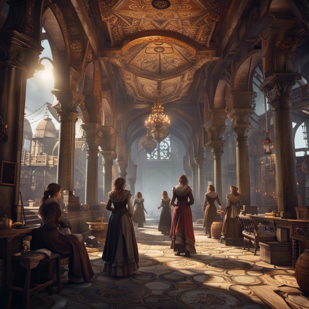 Working Women of Athos: Detailed Matte Painting