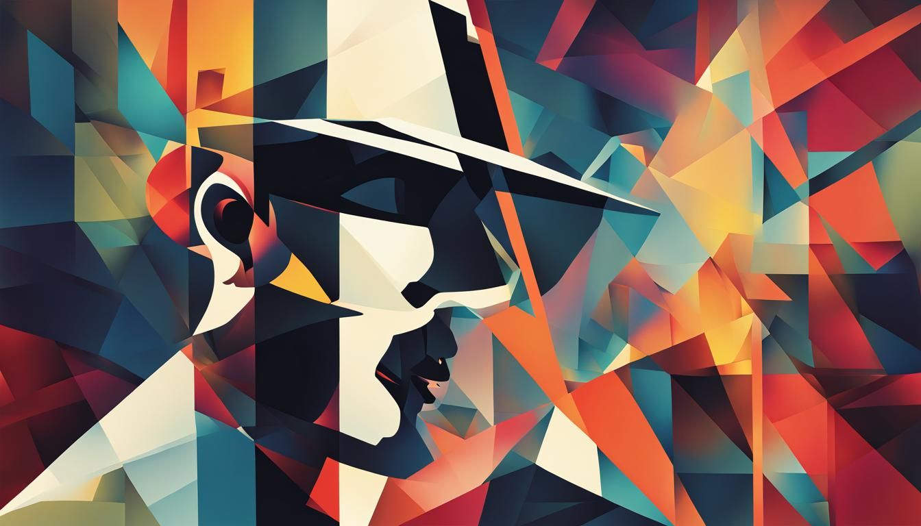 Cubist Silhouette Double Exposure in Art Deco Style