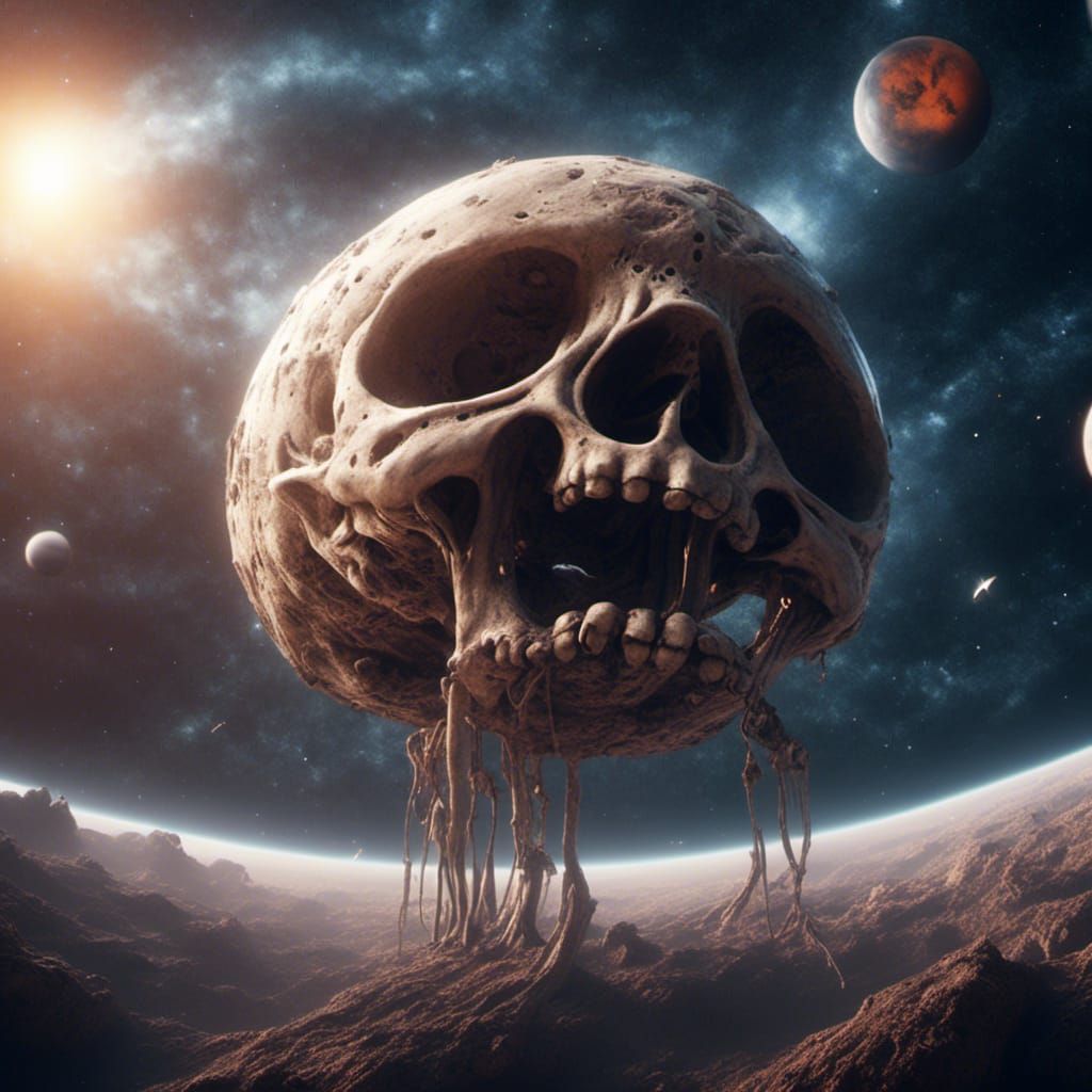 Giant Bone Planet with Cat Planet