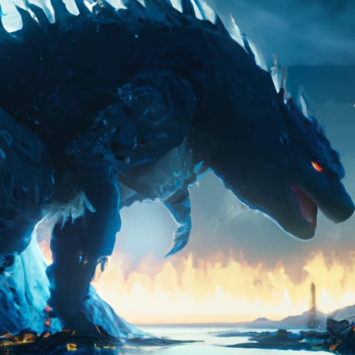 Godzilla in Studio Ghibli Anime Style