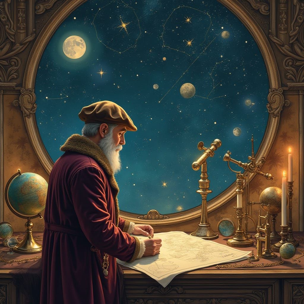 Celestial Cartographer Charts Constellations: Renaissance St...