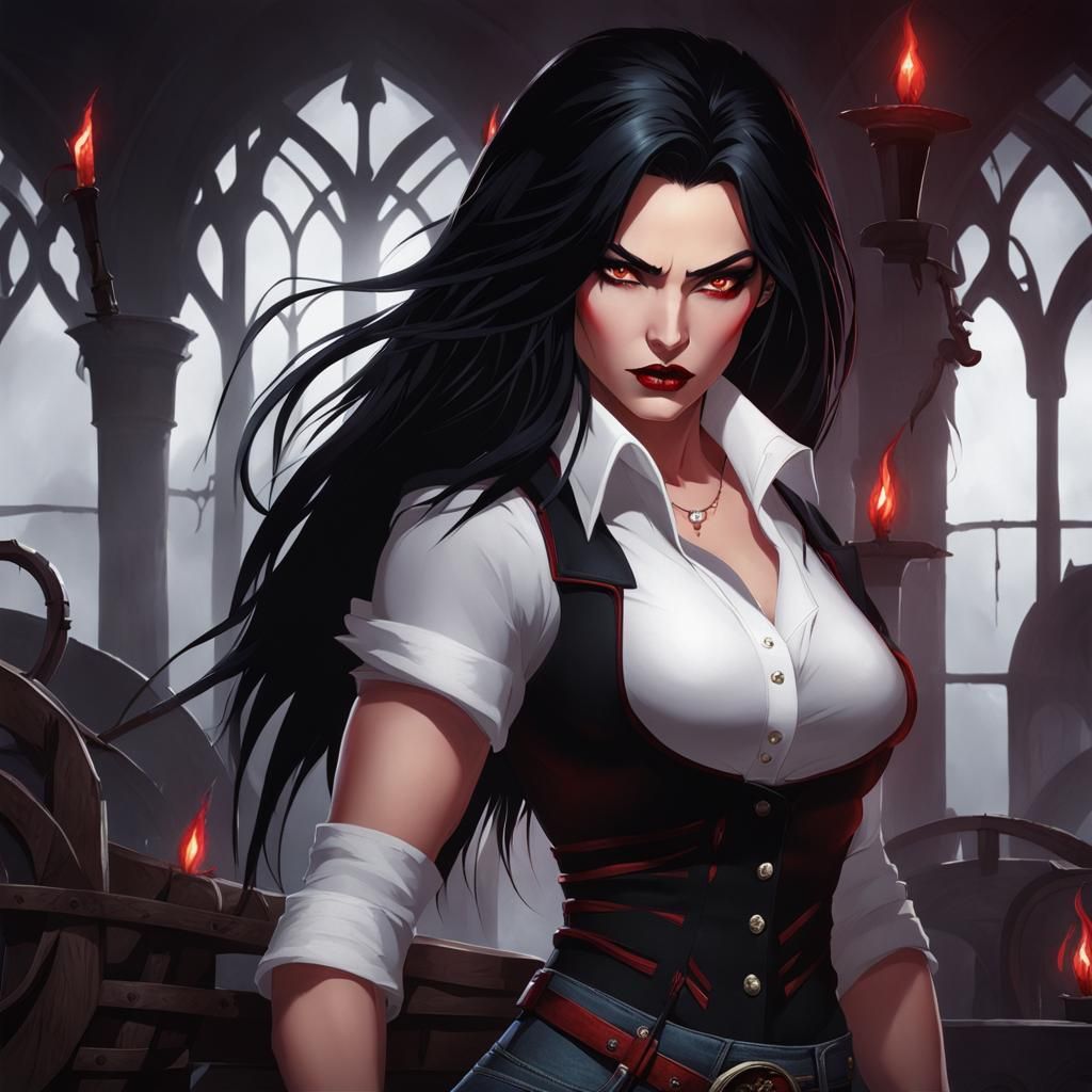 Muscular Vampire Woman with Scars