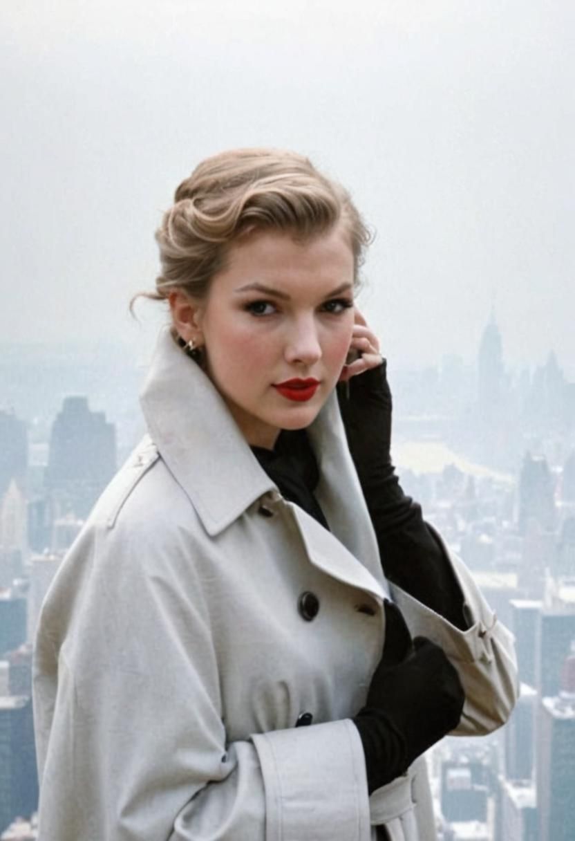 Taylor Swift as Hitchcock Heroine in Noir Style