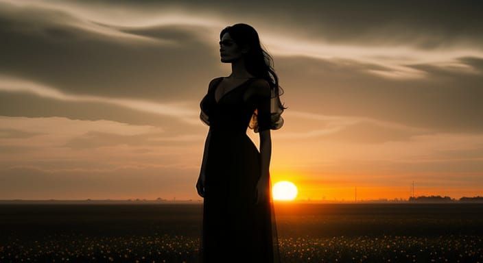 Surreal Sunset Silhouette in a Sublime, Liminal Art Style