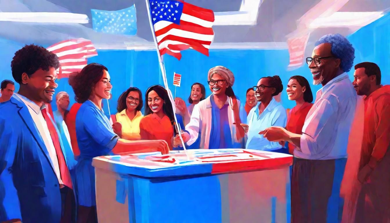 Vibrant Citizens Voting: A Digital Oil Painting