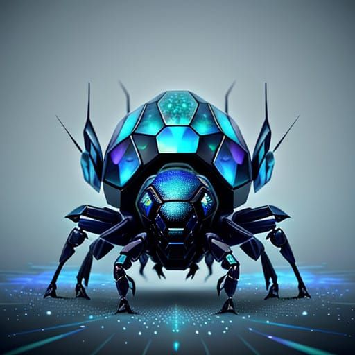 Iridescent Crystal Beetle in Futuristic Style