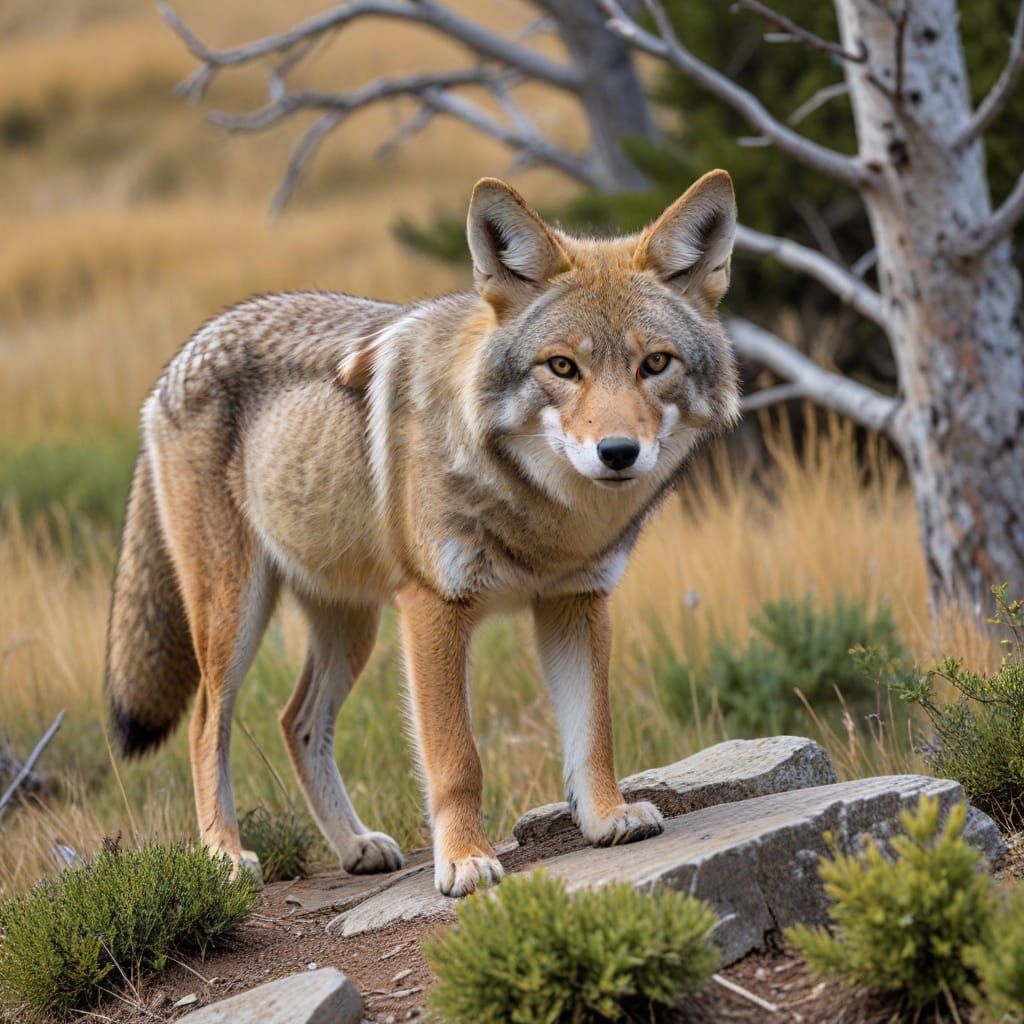 Coyote in Majestic Mountain Landscape