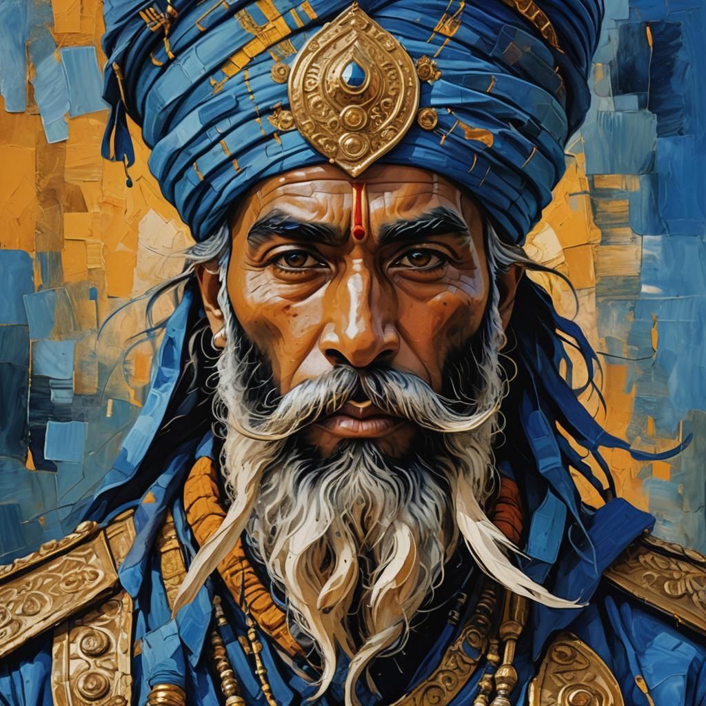 Sikh Nihang Warrior in Abstract Expressionism Style