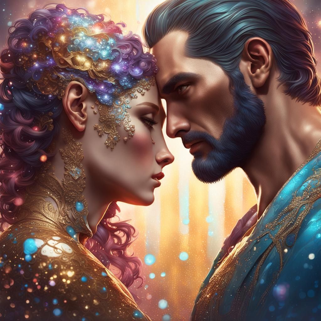 Glittered Portrait in Art Nouveau Style