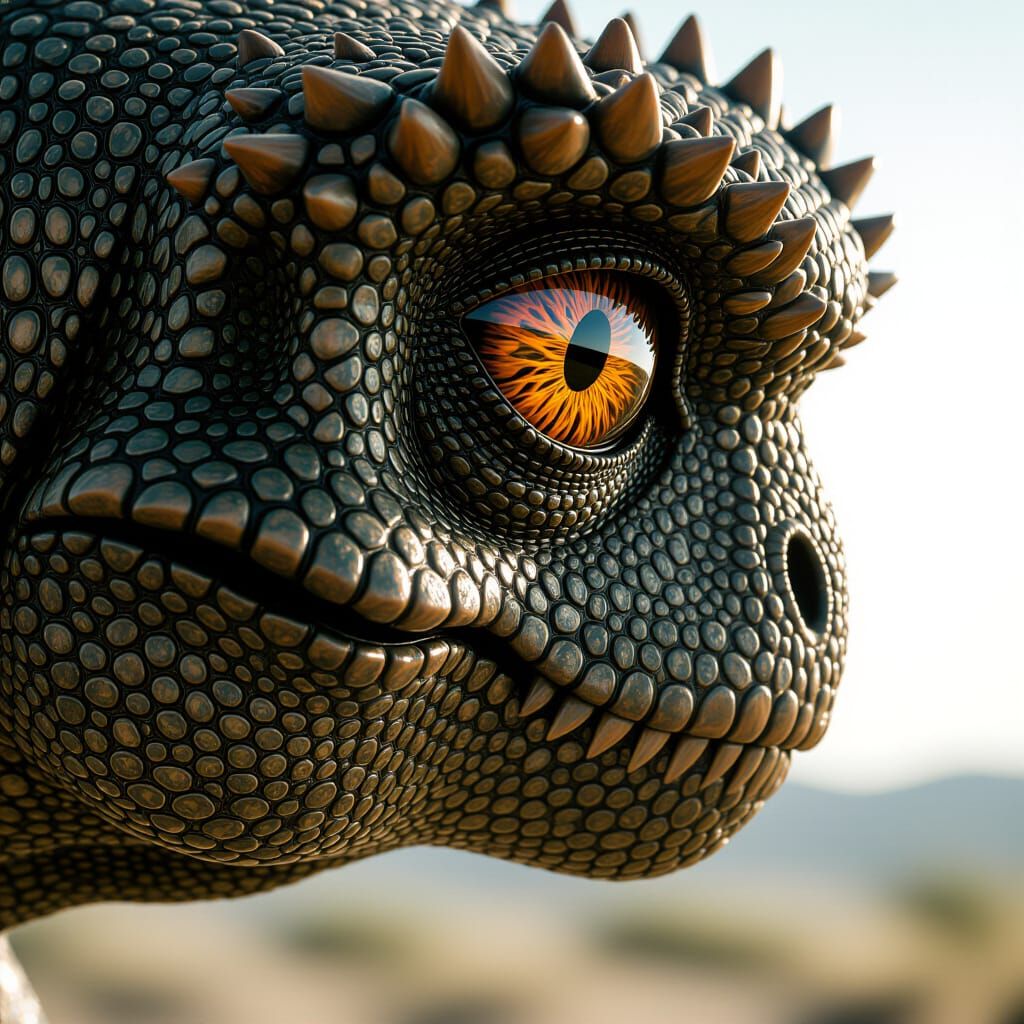 Intense Gaze of a T-Rex Eye, Cinematic Film Still