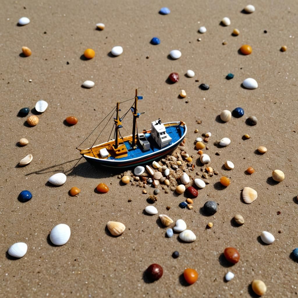 Miniature Ship Washes Ashore in GTA Style
