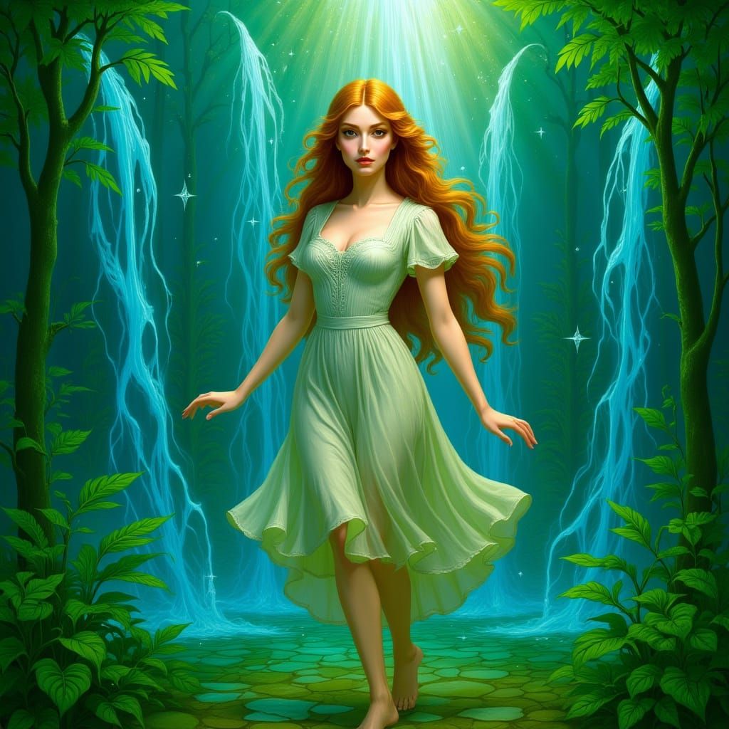 Stained Glass Waterfall: An Art Nouveau Dream