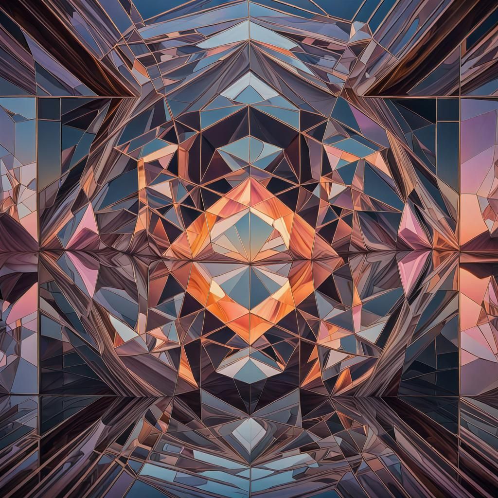 Abstract Crystal Sunset Reflection