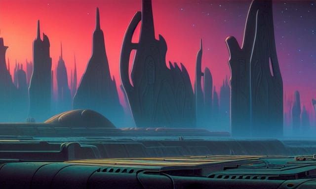 Fantasy Cityscape with Space Buildings