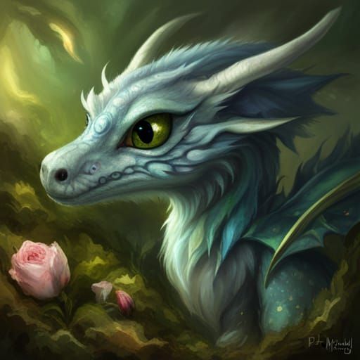 Adorable Forest Dragon in Alice in Wonderland Style