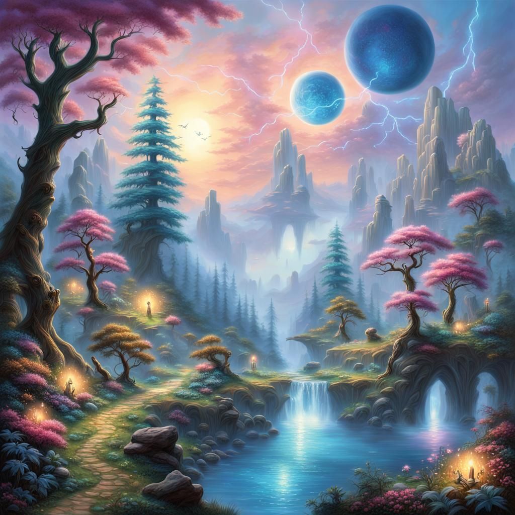 Otherworldly Forest Landscape with Glowing Atmosphere