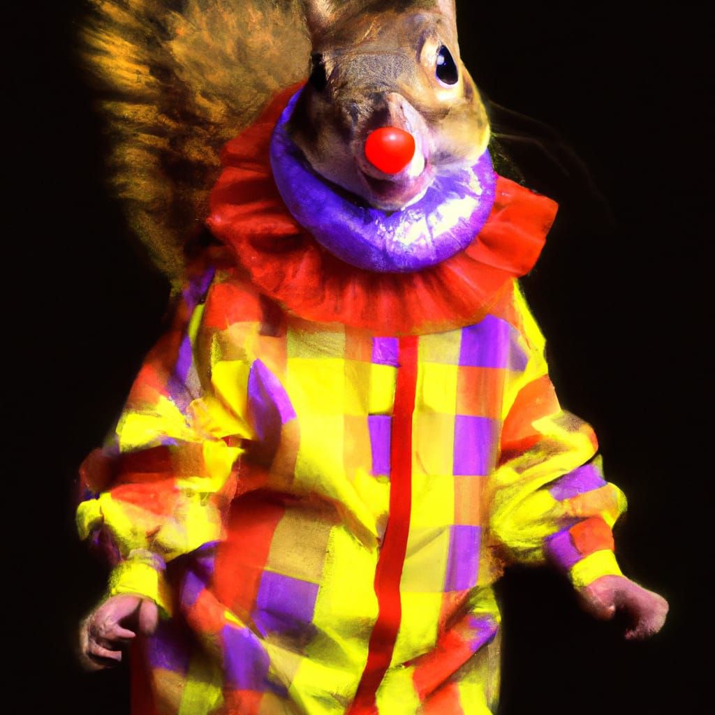 Creepy Squirrel Clown in Digital Art