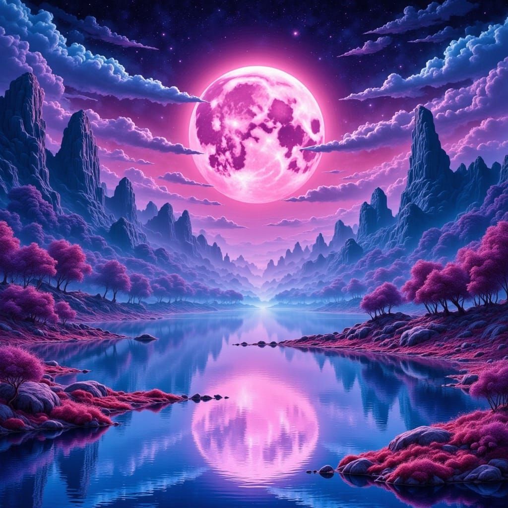 Iridescent Pink and Blue Duochrome Sci-Fi Landscape