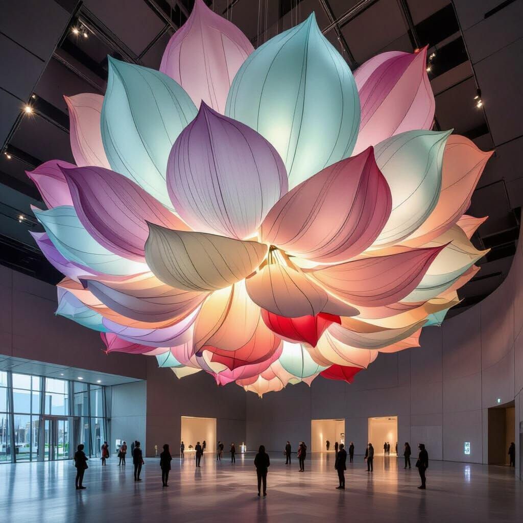 Biomorphic Flower Chandeliers in Surreal Architecture