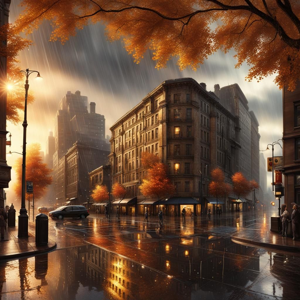 City at Night: Golden Hour Reflections