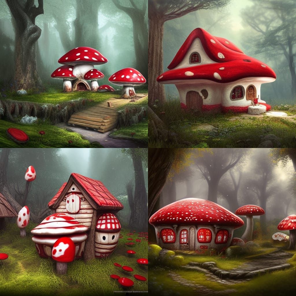 Enchanting Mushroom House in Fantasy Forest