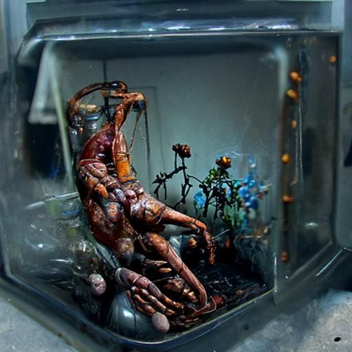 Biopunk Captive Heart Diorama in Oil Paint Style