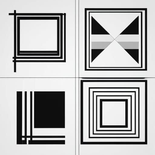 Geometric Shapes in Bauhaus-Inspired Line Art