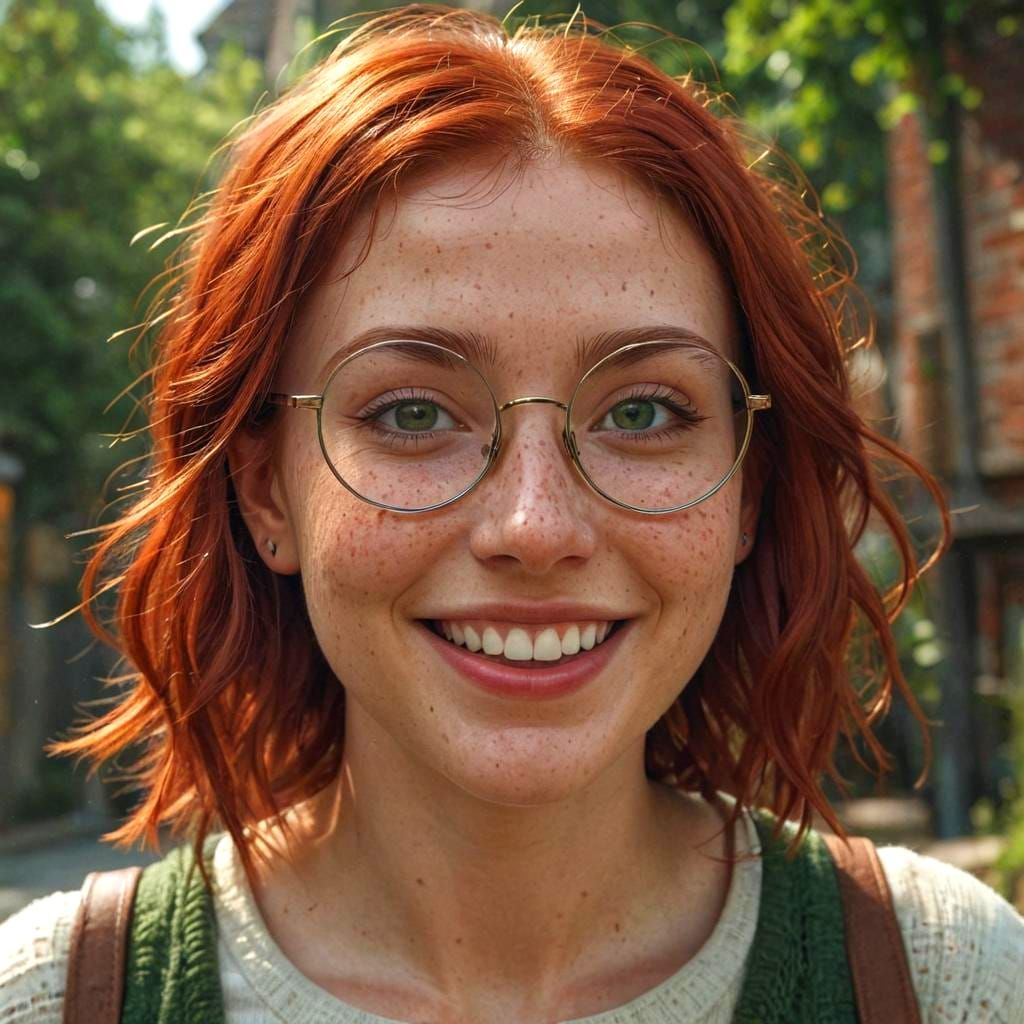 Joyful Redhead Portrait in Detailed Digital Painting Style