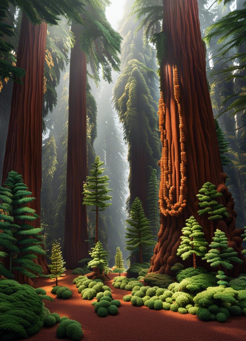 Beaded Redwood Forest with Dynamic Lighting