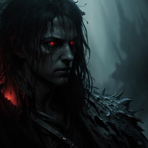 Dark Soul Rising from Despair: Hyperrealistic Portrait