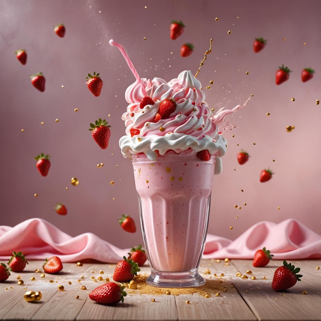 Strawberry Milkshake Matte Painting with Fantasy Elements