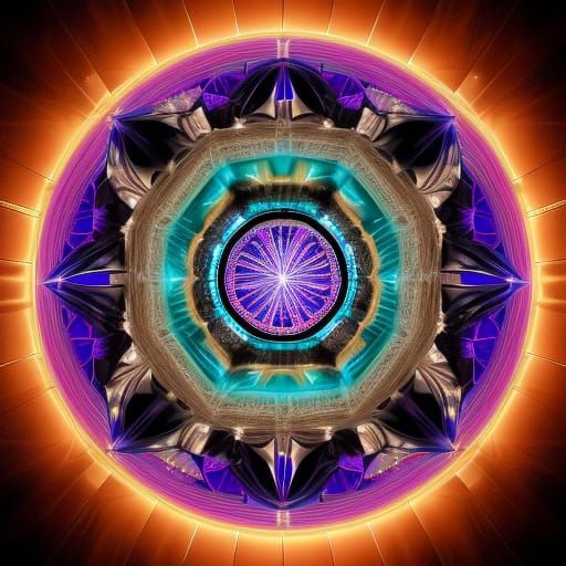 Spherical Crystal Mandala with Aurora Borealis Effect