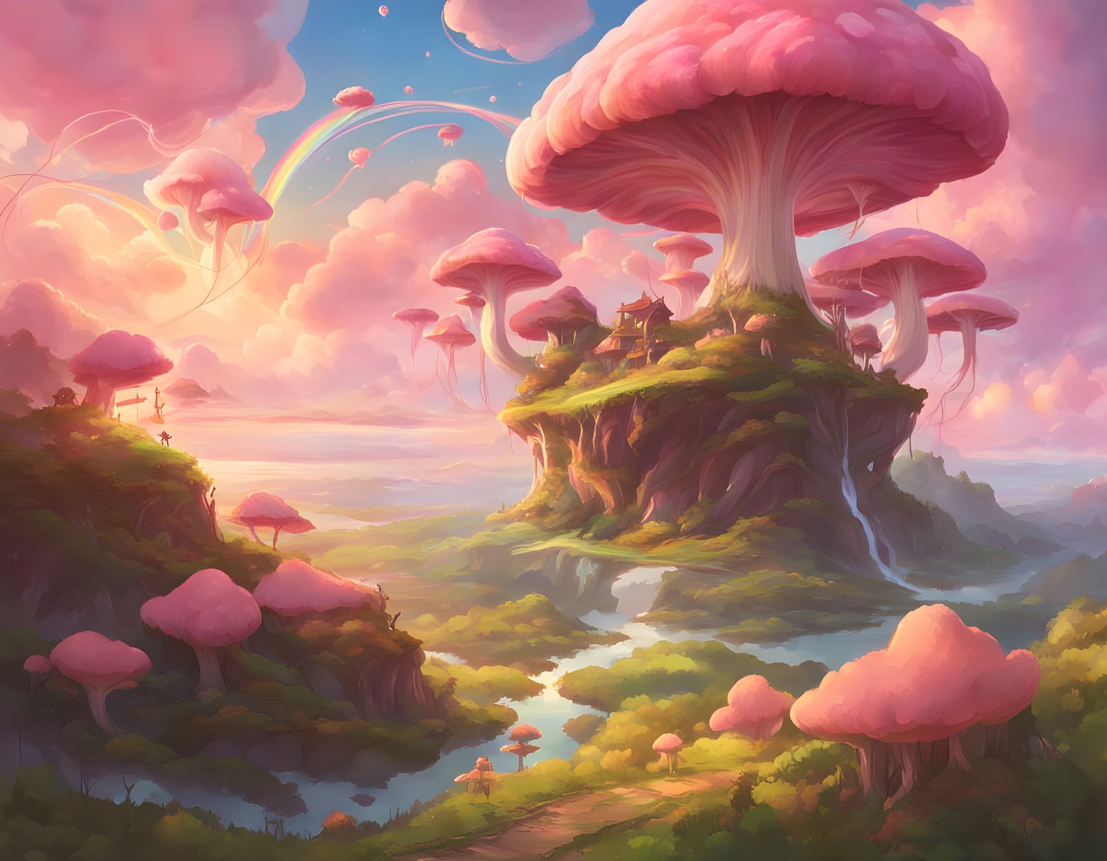 Fantasy Skywalkers Isles in Vibrant Sunset Glow