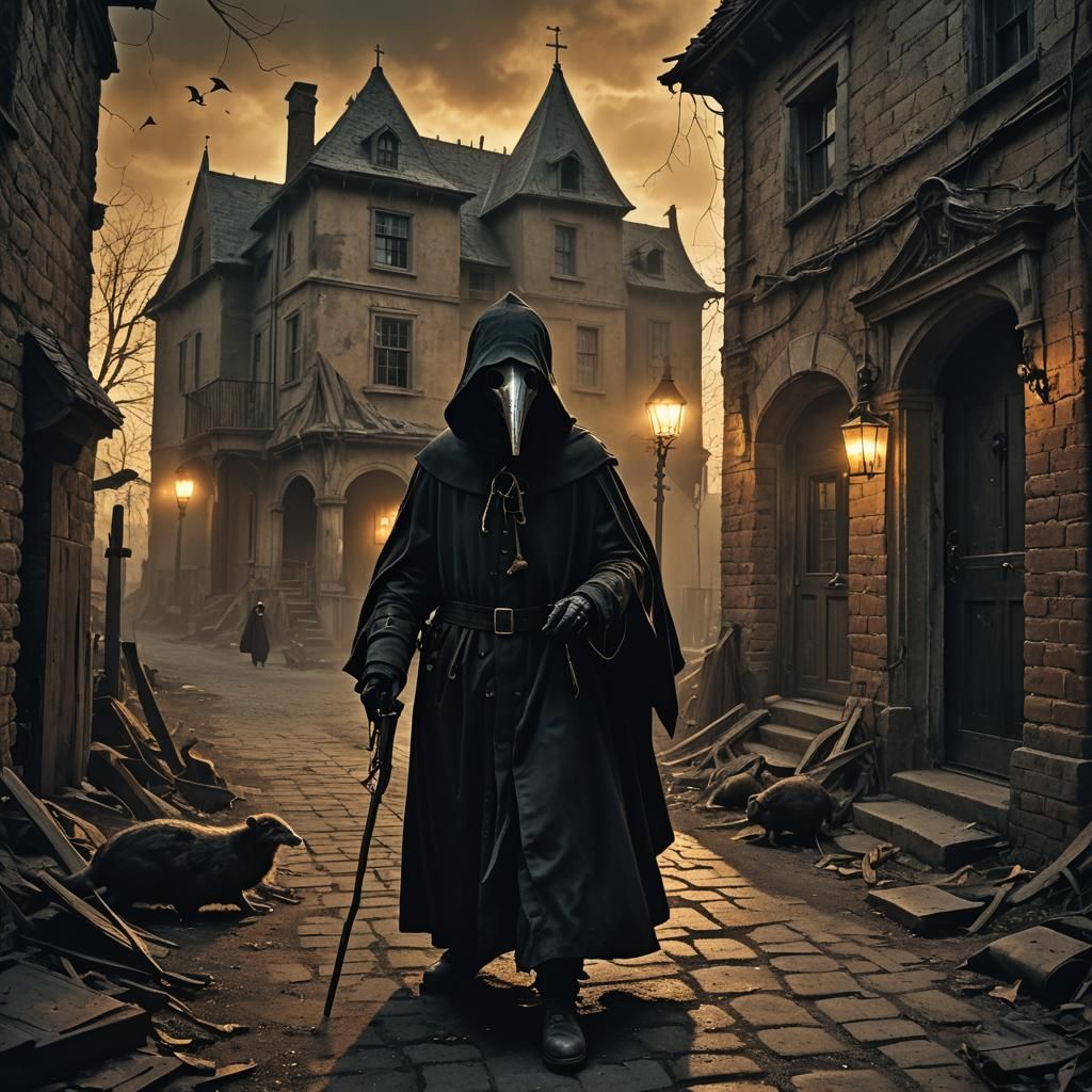 Plague Doctors: Dark Surrealism in a Decaying Mansion