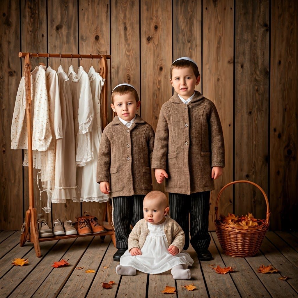 Hasidic Brothers in Autumn Photo Studio