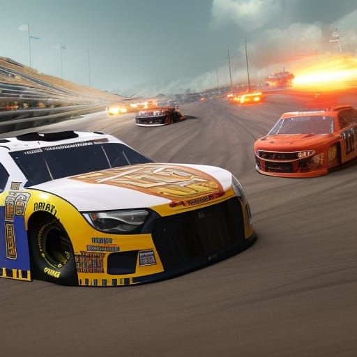 Detailed Matte Painting of Nascar Race