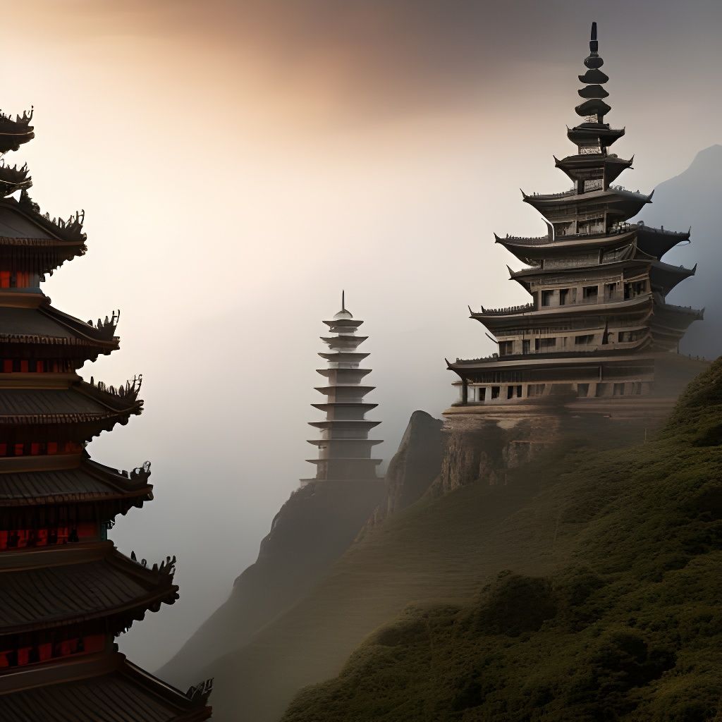 Intricate Architectural Details of China in Digital Painting