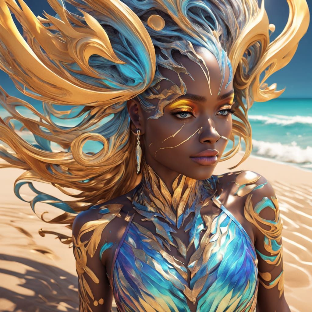 Pixar-Style Beach Goddess: African American Pikachu Hybrid i...