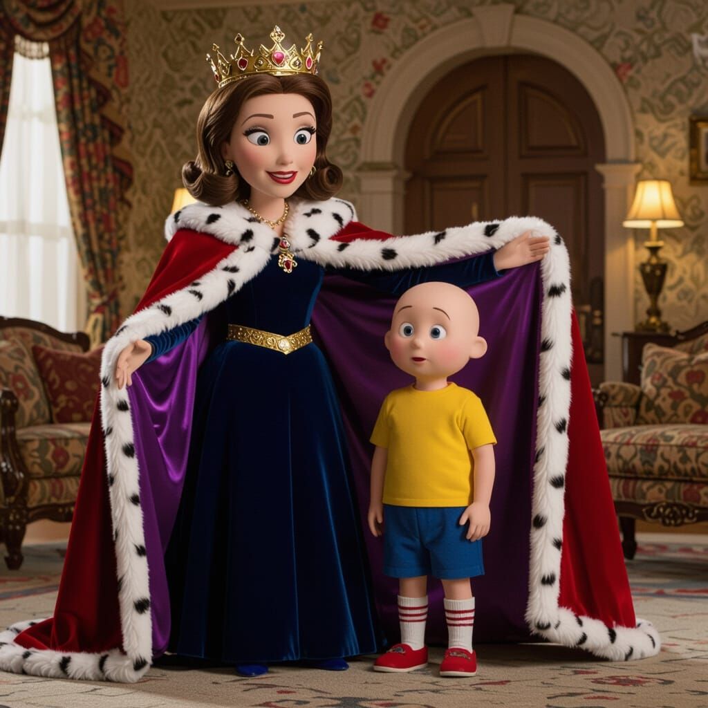 Queen Doris in Royal Attire with Caillou