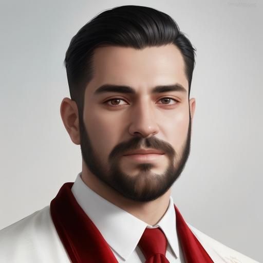 Joyful Arab Man in White Robe: Digital Art Portrait