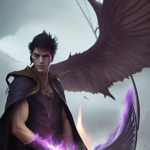 Attractive Elf with Purple Eyes in Dark Fantasy Style