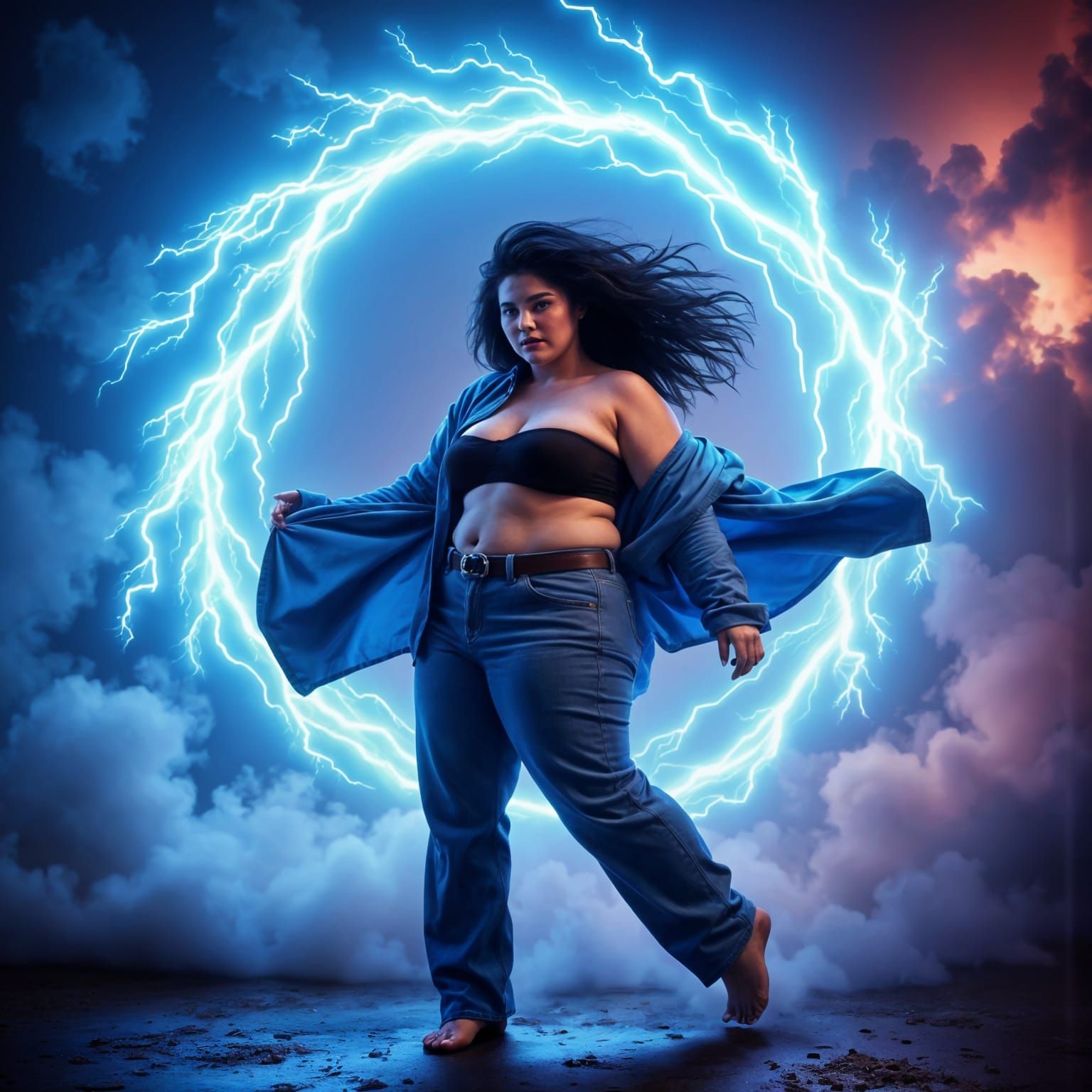 Electric Dreamscape Goddess in Turbulent Blue