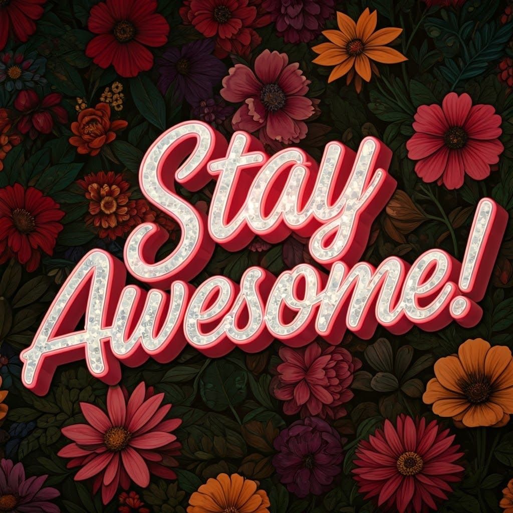 Sparkly 3D "Stay Awesome!" Message in Pop Art Style