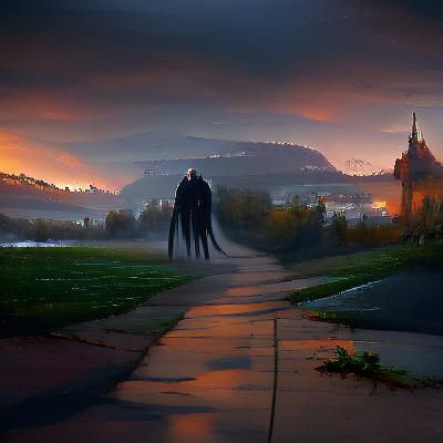 Sinister Early Morning Walk in Rutkowski Style